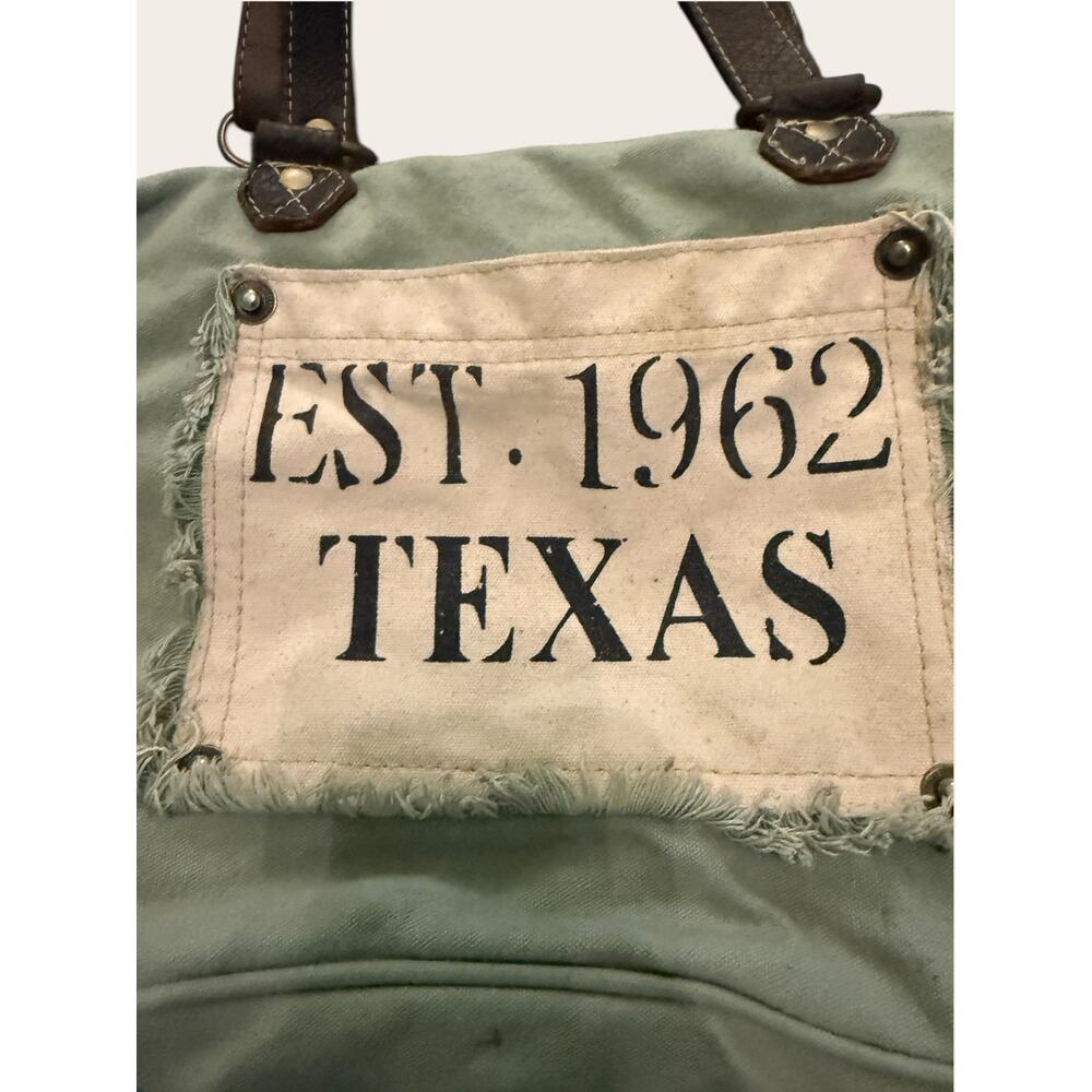 Myra Bag Texas Canvas Leather Tote Western Distressed Shoulder Bag - Picture 2 of 8